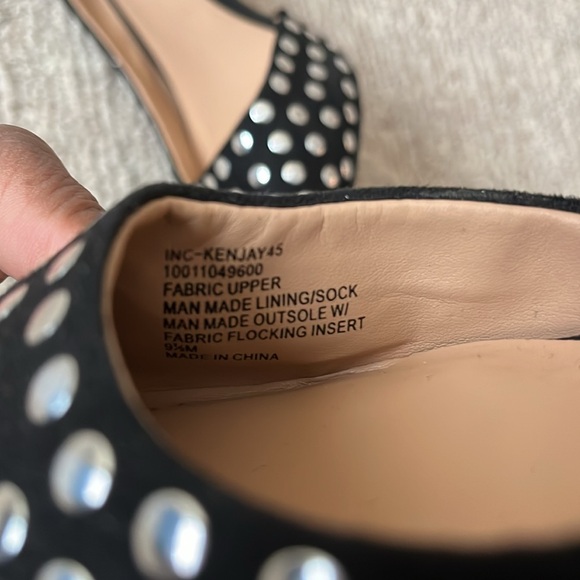 INC Macy’s Kenjay D'Orsay Black Silver Studded Heels Pumps size 9.5 - Picture 12 of 12